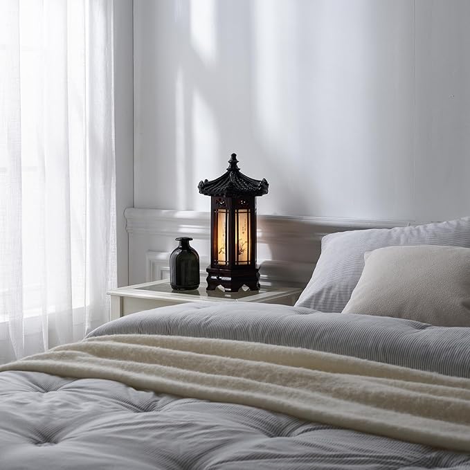 Antique Alive Traditional Korean Wood Lamp | Handmade Asian Oriental Table - Image 9