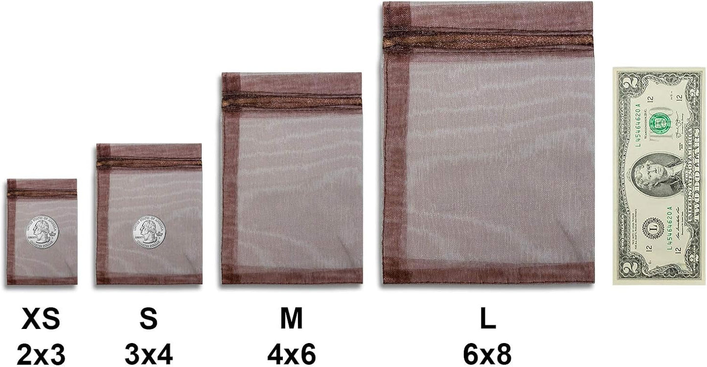 TheDisplayGuys 100-Pack 4x6 Brown Sheer Organza Gift Bags with Drawstring, Jewelry Candy Treat Wedding Party Favors Mesh Pouch