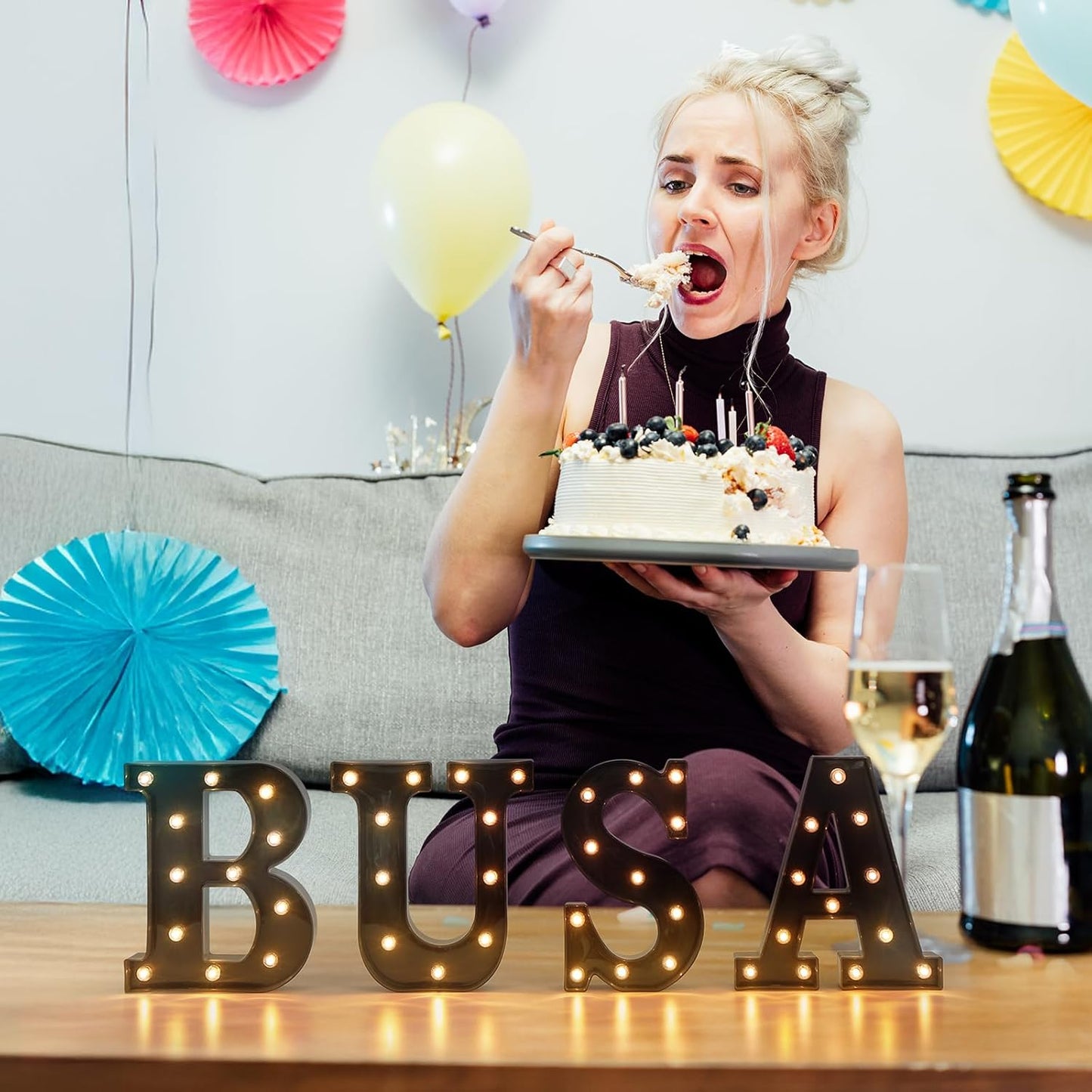 Foaky Black LED Letter Lights for Room Decor - Bedroom Wall Decor, Alphabet Lights for Home, Wedding, Party - Battery Operated (D)