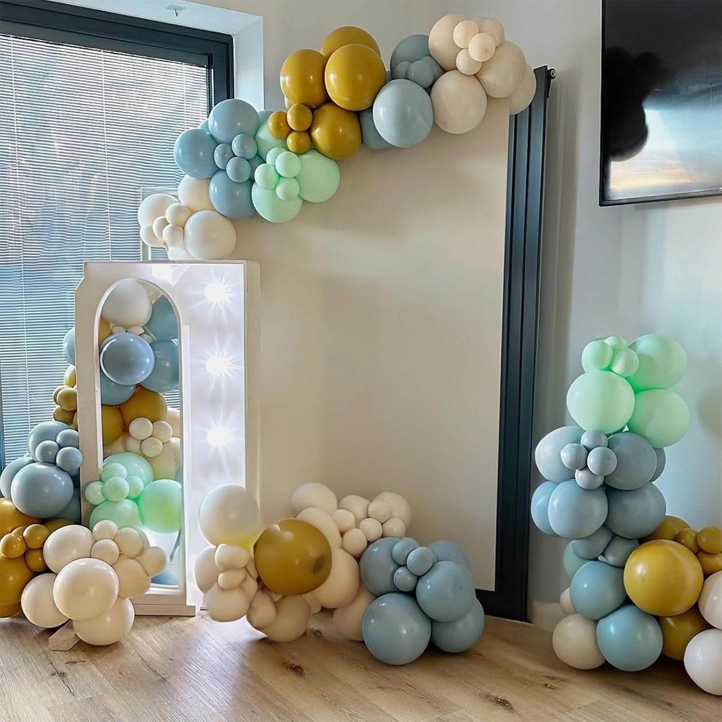 Sage Green Dusty Blue Balloons, 12 Inch Retro Slate Light Blue Olive Green White Sand Beige Nude Eucalyptus Latex Balloon for Boho Rabbit Birthday Wedding Toy Baby Shower Woodland Party Decor