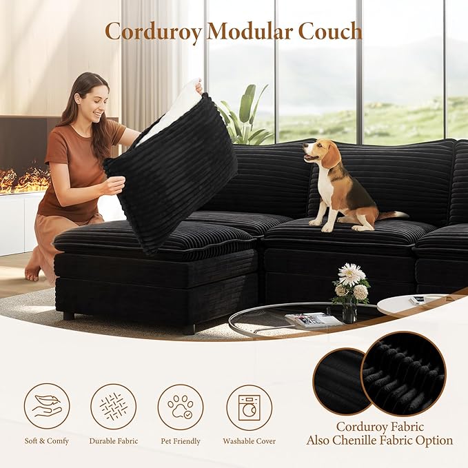 Vesgantti 108" Sectional Sleeper Sofa, 6-Seater Oversized Modular Cloud Couch - Image 6