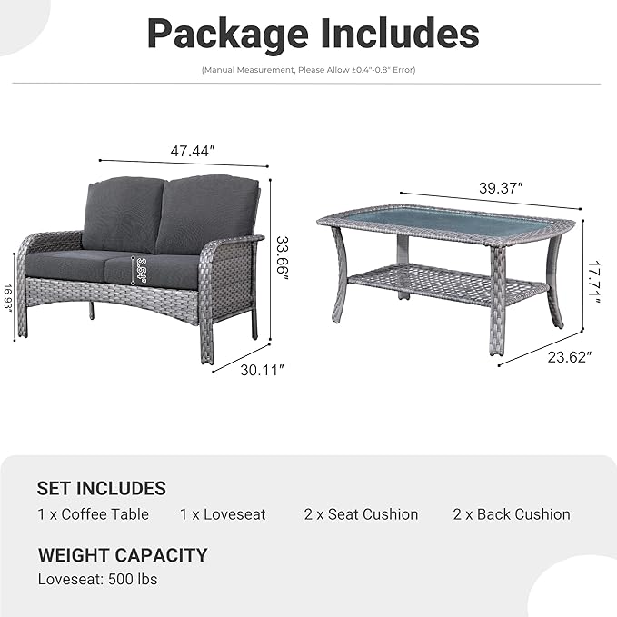ovios 2-Piece Patio Furniture Set, Outdoor Wicker Sofa - Image 9