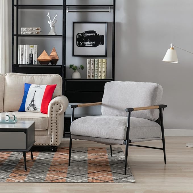 Ya-Home Mid-Century Accent Chair Set of 2, Soft Armchair Chenille Fabric Lounge - Image 8