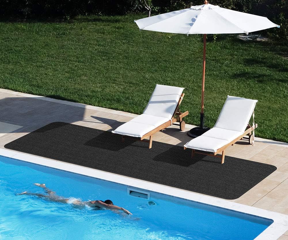 House, Home and More Indoor Outdoor Double-Ribbed Carpet Runner with Skid-Resistant Rubber Backing - Smokey Black - 4 Feet x 15 Feet