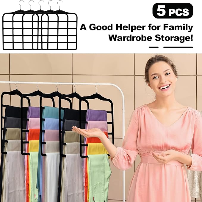 Closet Organizers and Storage, 5 Pack Velvet Pants-Hangers-Space-Saving - Image 7