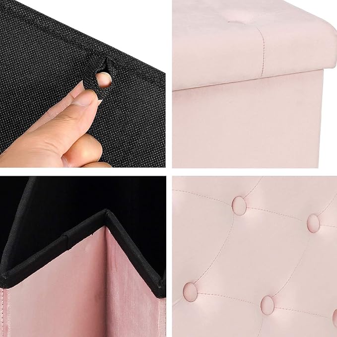 B FSOBEIIALEO Folding Storage Ottoman, Long Ottomans Shoes Bench, Velvet - Image 7