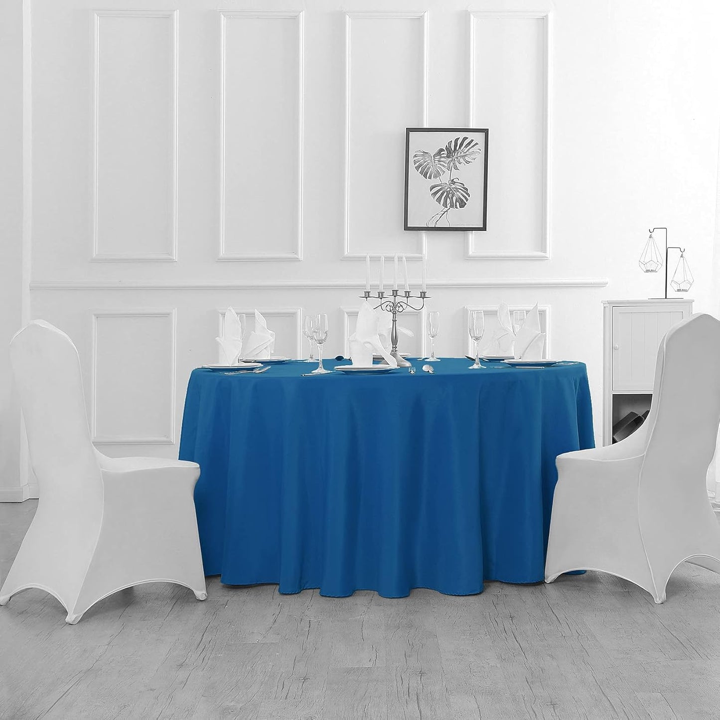 70 inch Round Tablecloth Washable Polyester Table Cloth Decorative Table Cover for Wedding Party Dining Banquet(70 inch, Mediterranean Blue)