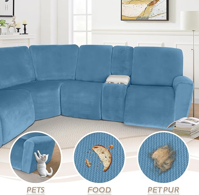 Arfntevss Sectional Recliner Couch Covers Velvet Washable Corner Sectional Sofa - Image 7