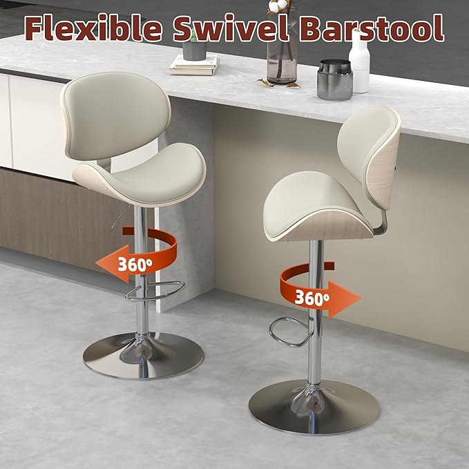 civama Bar Stools Set of 2 for Kitchen Counter, Adjustable Bar Height Chairs - Image 9
