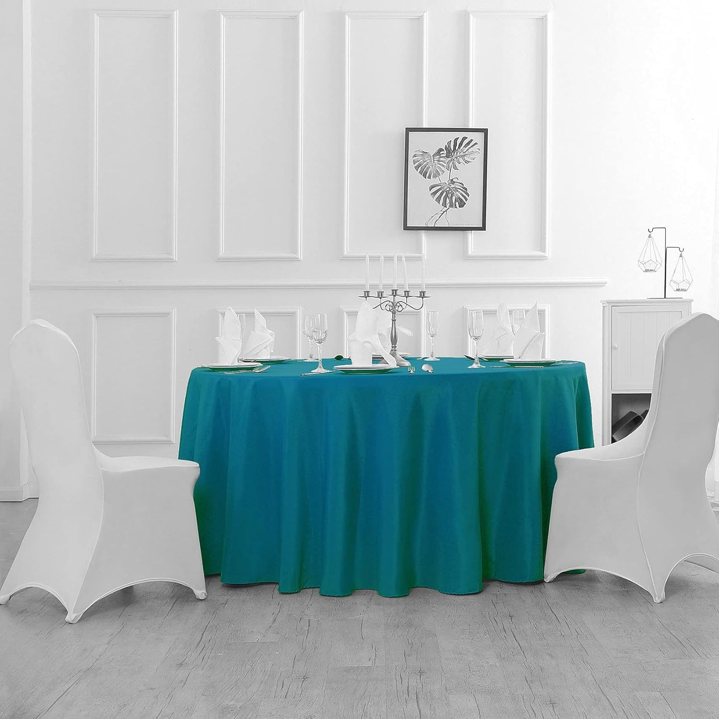 120 inch Round Tablecloth Washable Polyester Table Cloth Decorative Table Cover for Wedding Party Dining Banquet(120 inch, Caribbean Blue)