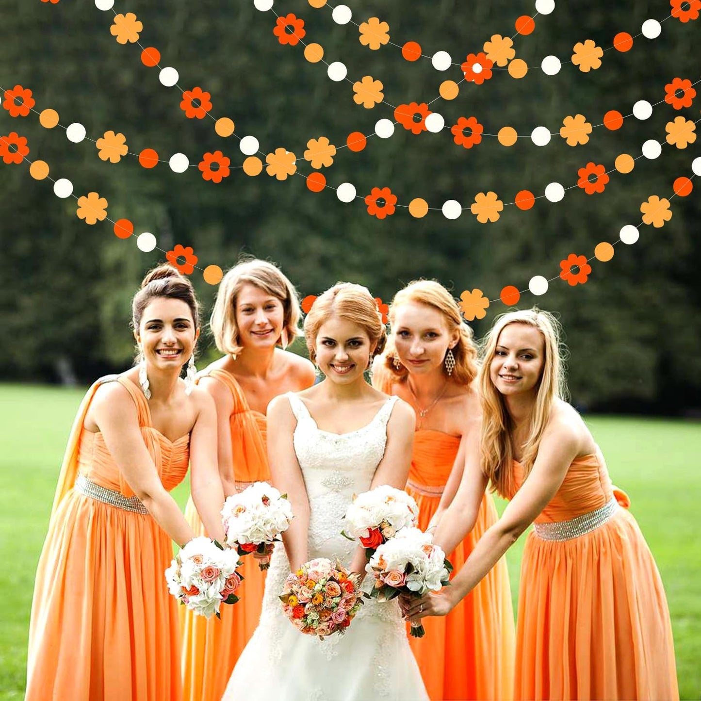 Orange-Beige Fall Baby-Shower Party-Decorations Garland - 64Ft Autumn Harvest Thanksgiving Friendsgiving Paper Streamers Banner,Boho Birthday Bridal Wedding Engagement Bachelorette Decor Ouruola