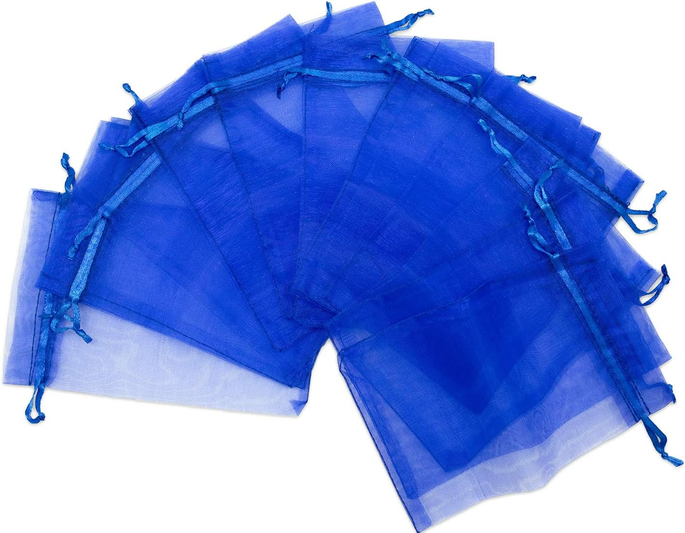 TheDisplayGuys 48-Pack 6x8 Royal Blue Sheer Organza Gift Bags with Drawstring, Jewelry Candy Treat Wedding Party Favors Mesh Pouch