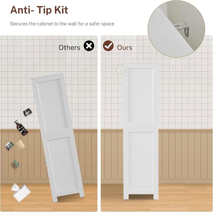 Iwell Tall Bathroom Cabinet, Storage Cabinet - Image 9