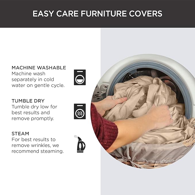 SureFit Cotton Duck Armchair Box Cushion One Piece Slipcover, Chair Cover - Image 6
