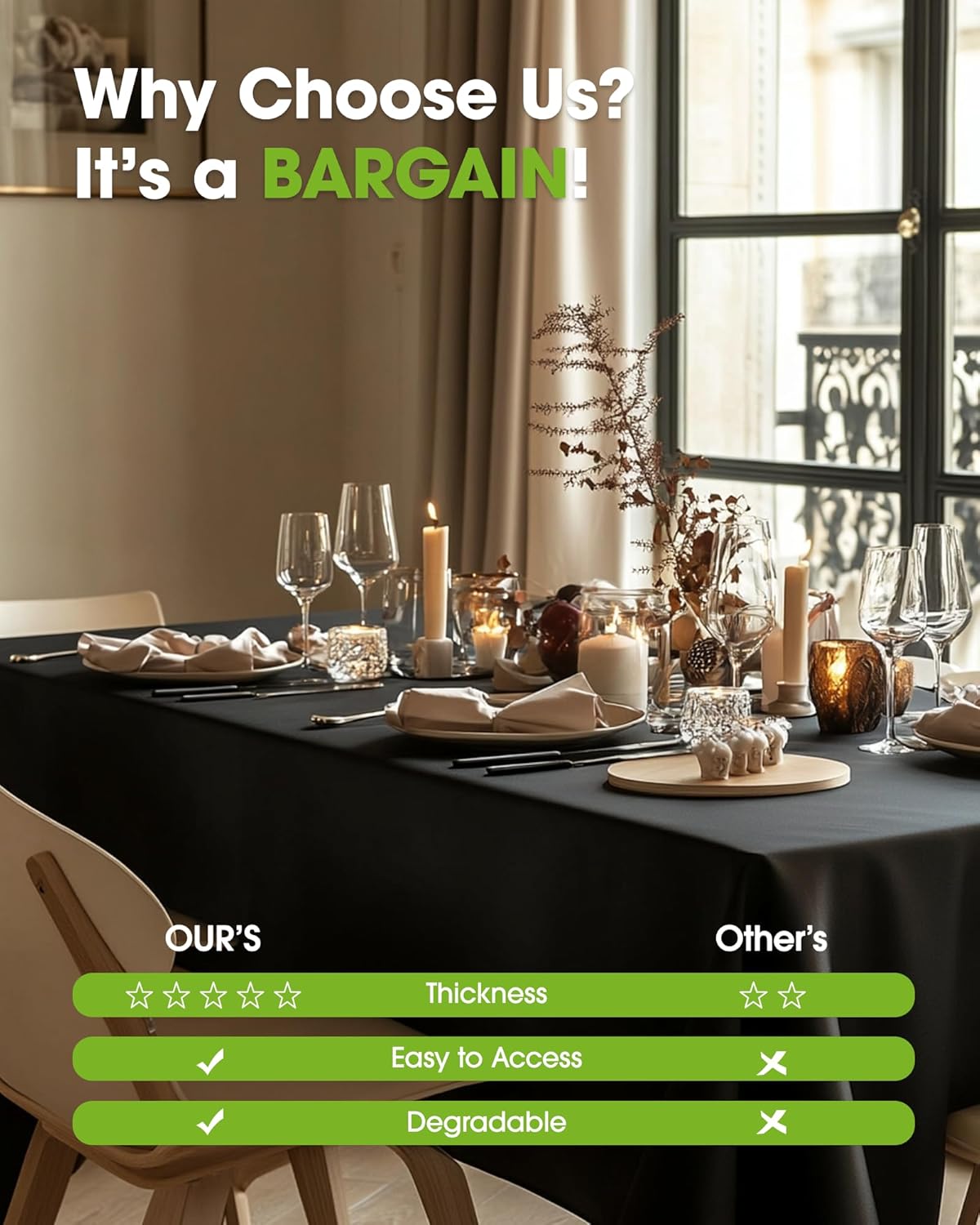 Pureegg Plastic Table Cloth Disposable 10 Pack, 54 x 156 Inch Table Cloths, Halloween Party Decorations, Summerween Decor, Halloween Tablecloths, Rectangle, Plastic Cover, Leakproof & Sturdy, Black