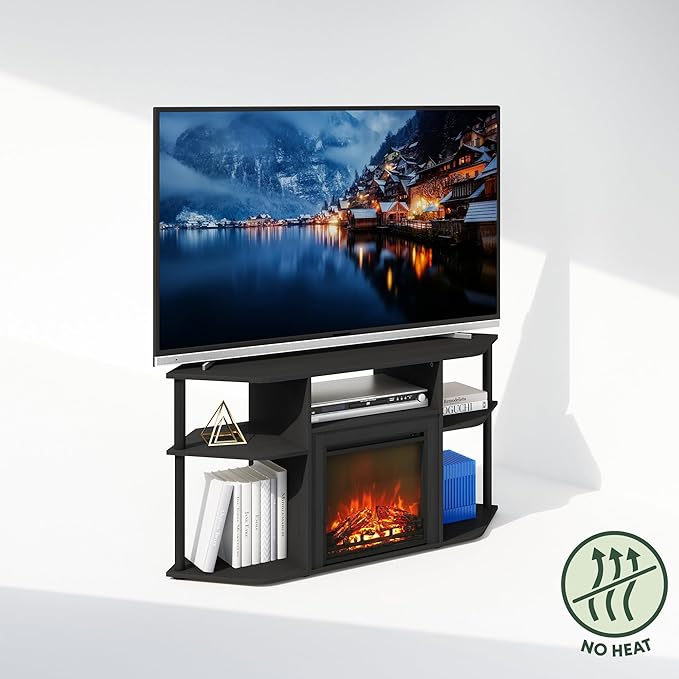 Furinno Jensen Fireplace TV Stand, NO Heat Decorative Electric Fireplace Corner - Image 6