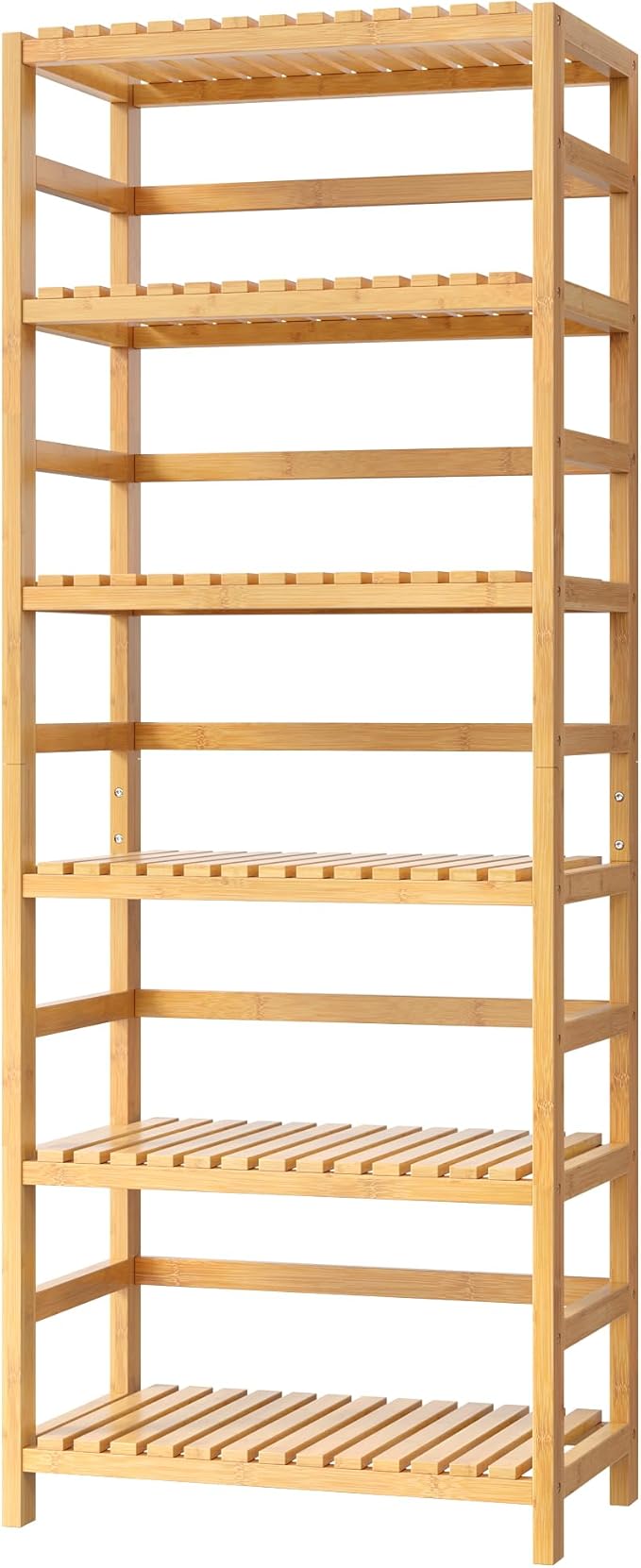 FOTOSOK 6-Tier Bamboo Shelf, Bamboo Bookcase - Image 9