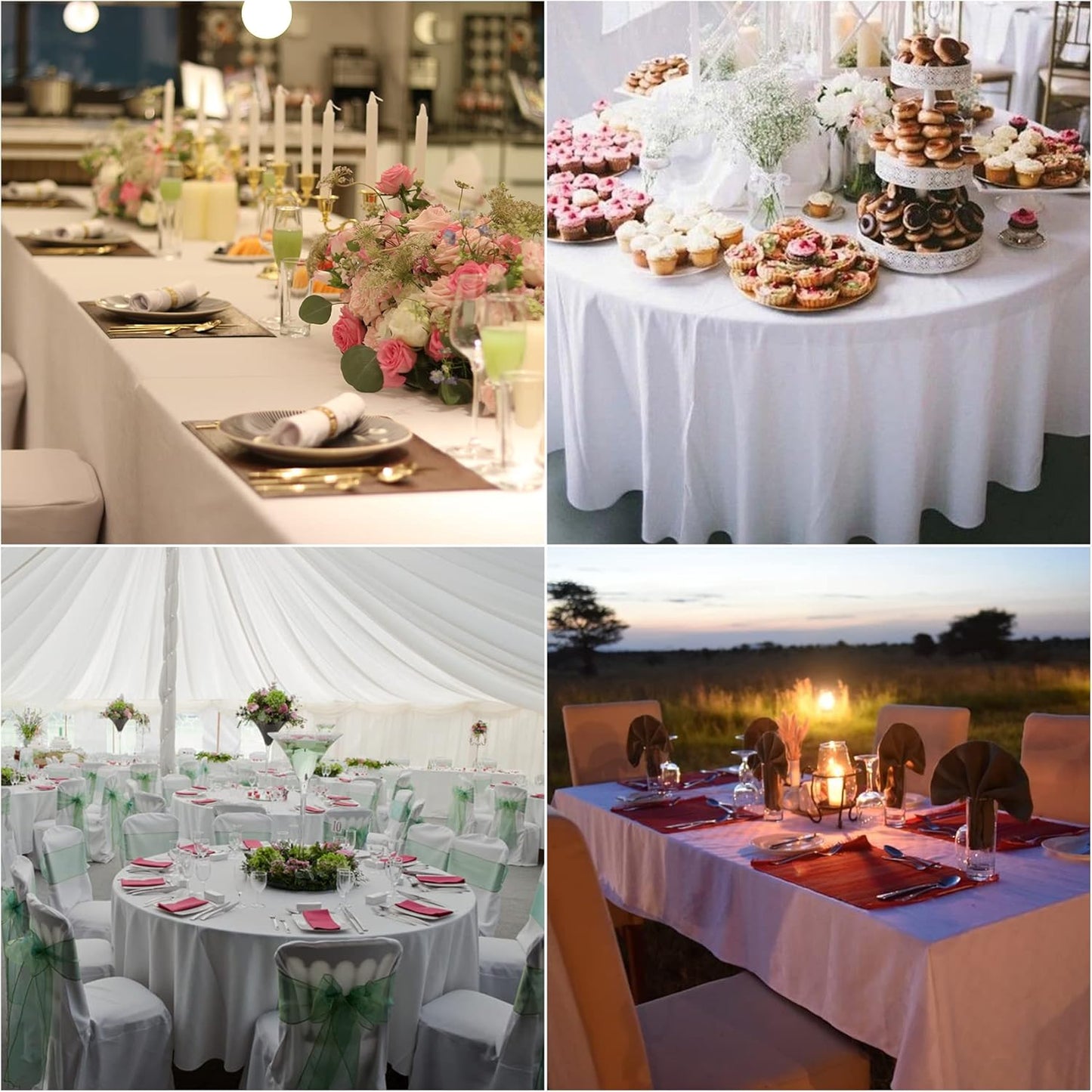 Fokitut 2 Pack Waterproof Square Tablecloth, 70x70 Inch, Stain Resistant and Wrinkle Polyester Table Cloth, Fabric Table Cover for Kitchen Dining, Wedding, Party, Holiday Dinner-Ivory