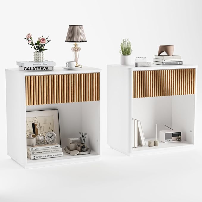 Modern Fluted Nightstand Set of 2 - Image 9