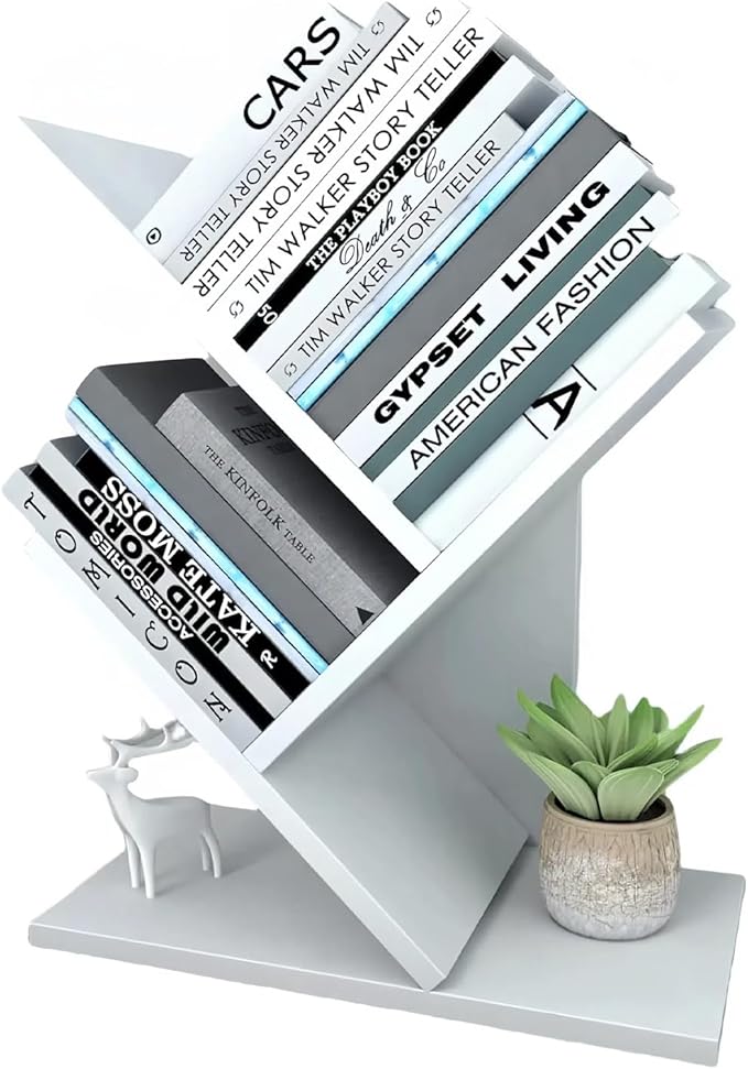 Godferyxin Tree Bookshelf, 3-Tier Small Bookcase - Image 9
