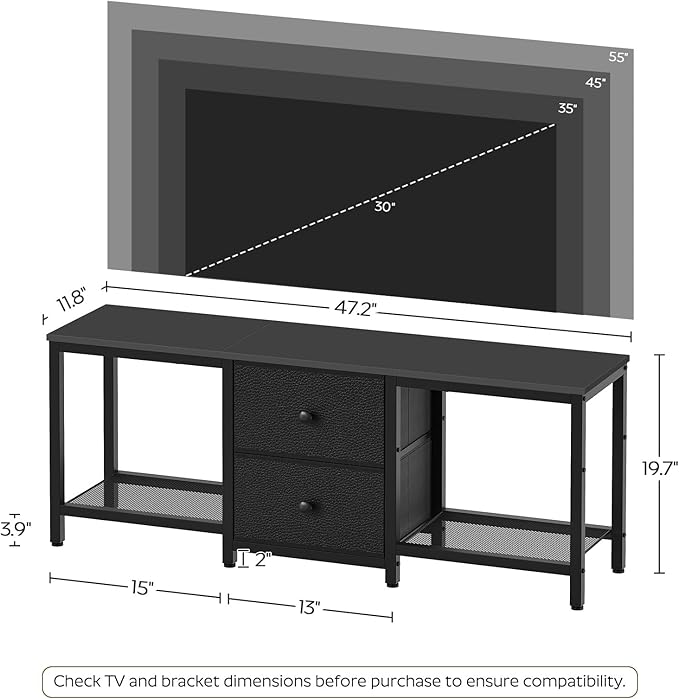 YATINEY TV Stand for TVs up to 55", Entertainment Center - Image 7
