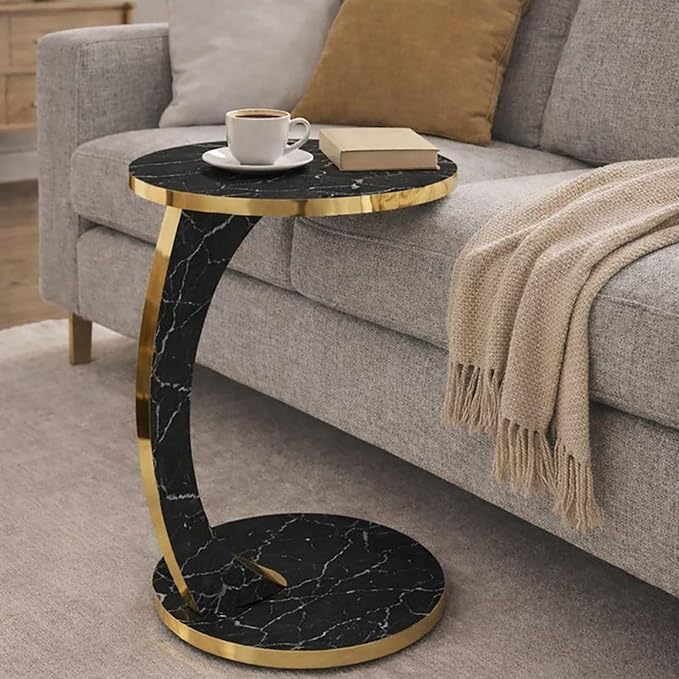 Luxury C Shaped Golden Effect Side Table - Image 8
