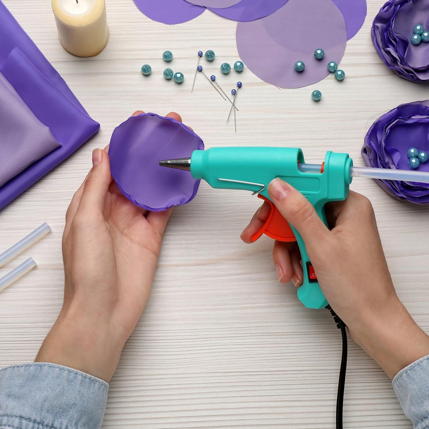 uxcell 20pcs Hot Glue Sticks for Glue Gun 11mm/0.43-inch x 4-inch Mini Hot Melt Adhesive Glue Stick Glitter Purple