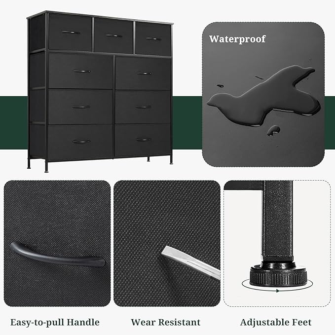 9-Drawer Dresser for Bedroom, Anti-Tip Tall Storage Organizer Chest of Drawers - Image 7