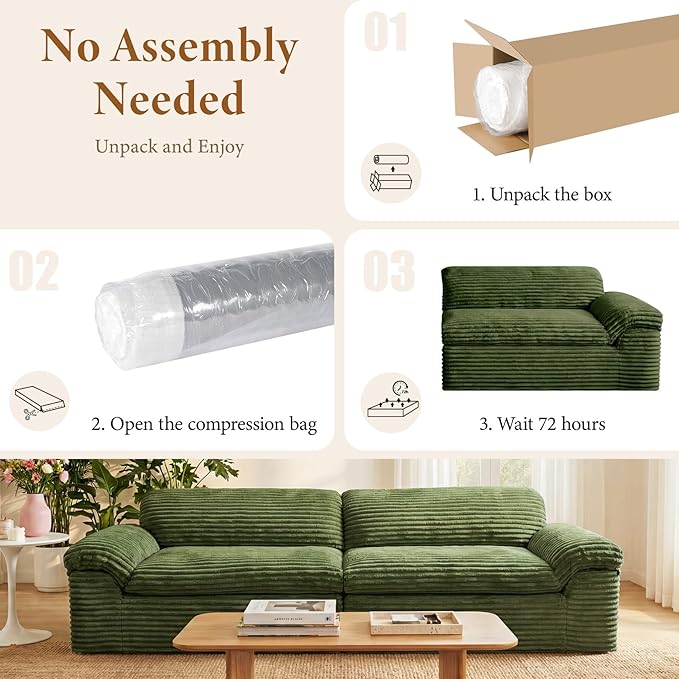 Vesgantti 118" Modular Sectional Couch, Comfy Corduroy Upholstered Cloud Couches - Image 8