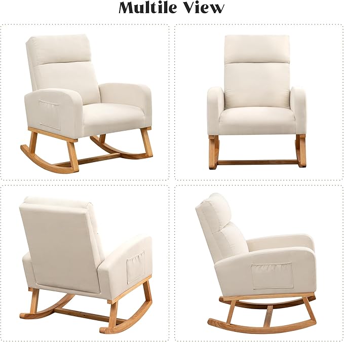 HCHAIRH Rocking Chair Nursery, Upholstered Nursing Rocker Chairs - Image 9