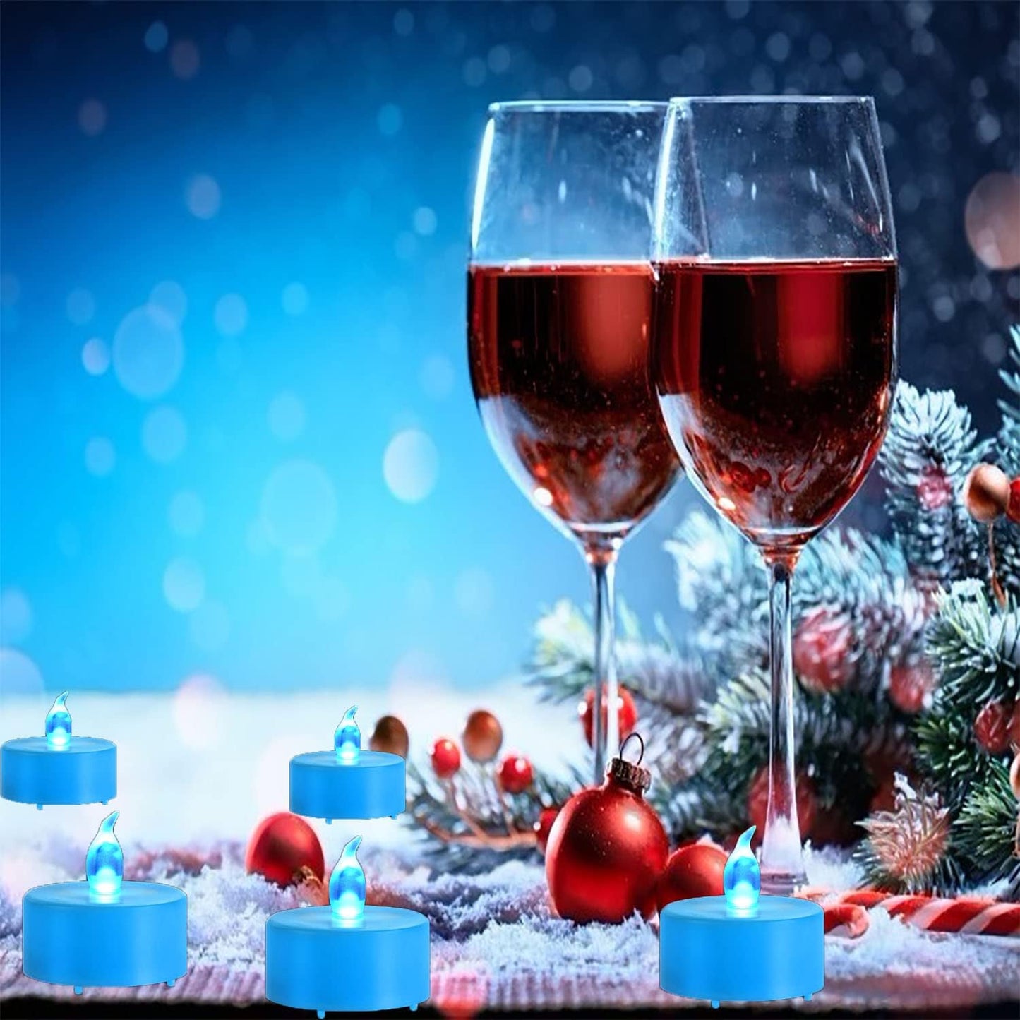 LED Tea Lights Candles- 50PACK Blue Flameless Candles Realistic and Bright Flickering Long Lasting 200Hours for Holiday Celebration,Party,Home Decoration,Battery Operated