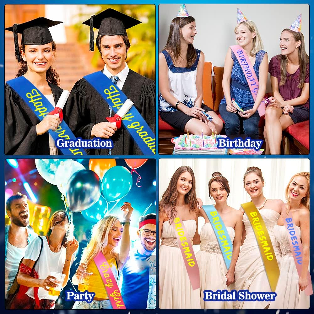 16 Pcs Sash Blank Satin Sash Royal Blue Sash Party, Bride To Be Sash, Plain Sash, Diy Sash Sashes For Pageants, Birthday, Party, Graduation, Hen Party, Homecoming, Wedding, Make Your Own Sash