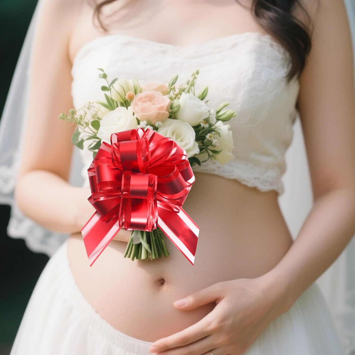 6 Pcs 6 Inch Red Pull Bows, Perfect for Gift Wrapping, Weddings, Party Decorations, Crafts Easy-to-Use Pull Bows for Gifts and Events