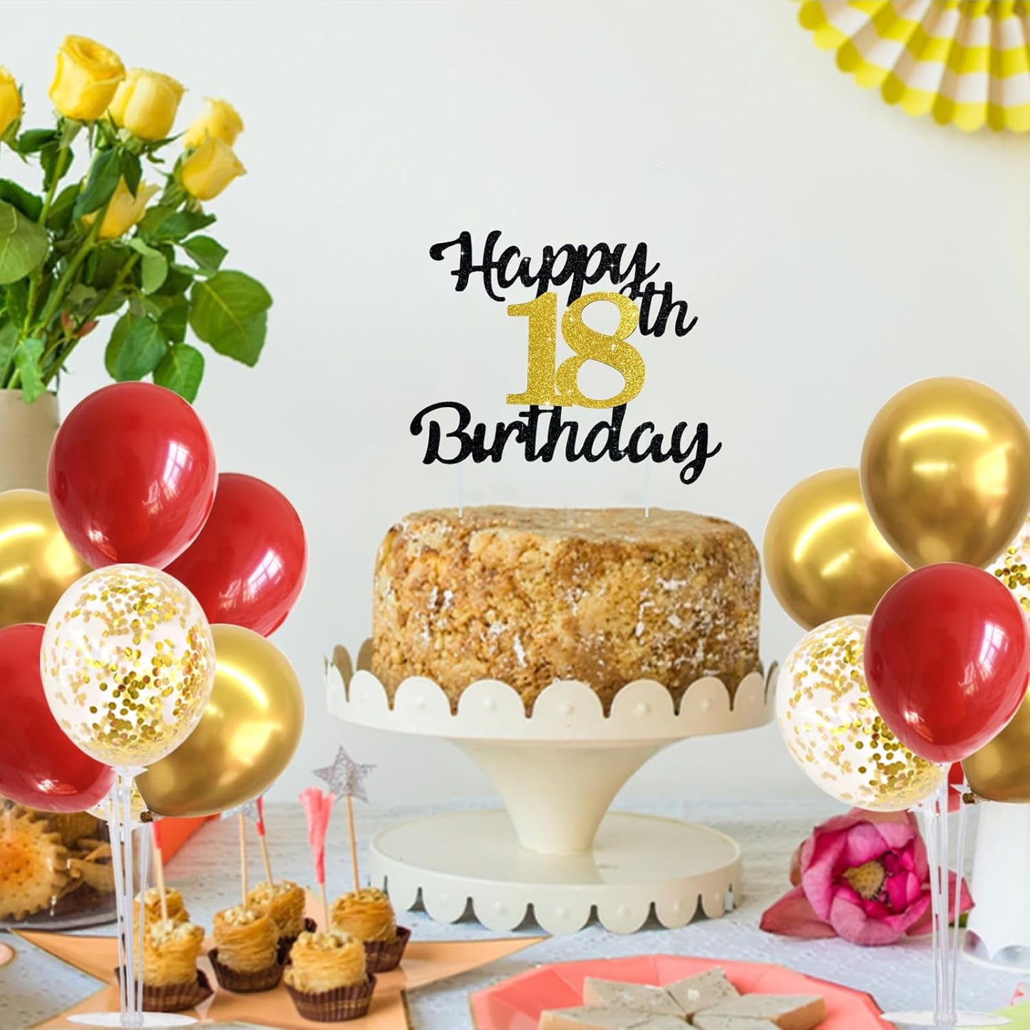 TONIFUL Red and Gold Balloon Stand Kit with Balloons for 2025 Graduation,Christmas,Wedding,Anniversary,Chinese New Year,Birthday Party Decorations,New Years 2025 (4 Set)