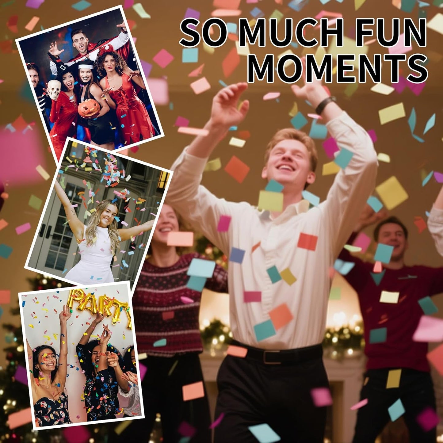 Biodegradable Confetti Poppers Cannon, 6 Pack WERISE Party Multicolor Party Poppers Confetti Shooters for Birthday, Wedding, Graduation Celebration New Year 12 Inch