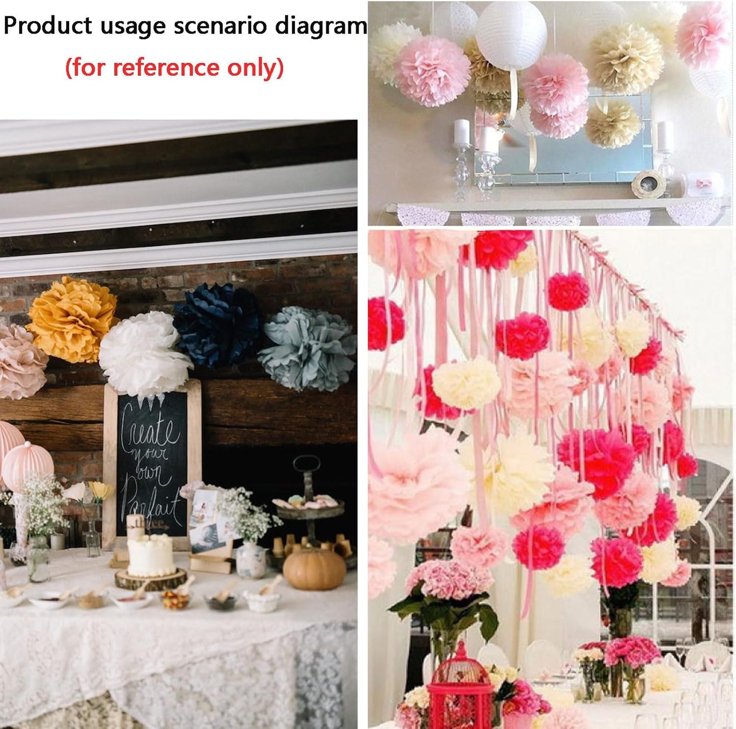 We Moment Black,Red and Gold Paper Pom Poms Decorations for Wedding Birthday Party Decoration Ceiling Wall Hanging Tissue Flowers Decorations 12pcs,3 Colors of 12 Inch, 10 Inch