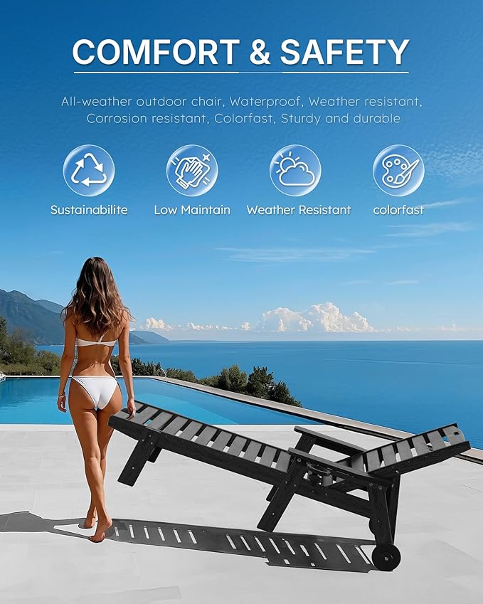 Patio Chaise Lounge Chair Set of 2, Oversize Lounge Chairs - Image 7
