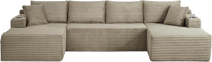 134 Inch Modular Sectional Sleeper Sofa, Boneless Cloud Couch - Image 9