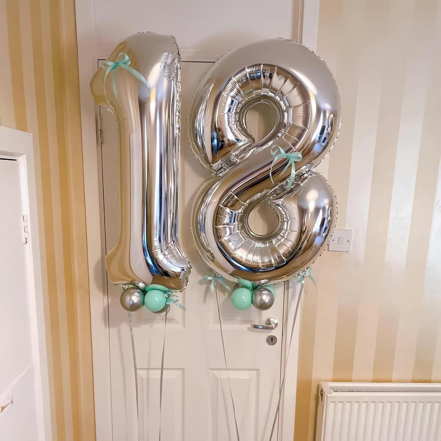 Silver 8 Balloon,40 Inch Number 8 Balloon,8 Birthday Balloon Decorations,Helium Silver 8 Balloon Number for Birthday Party Decorations