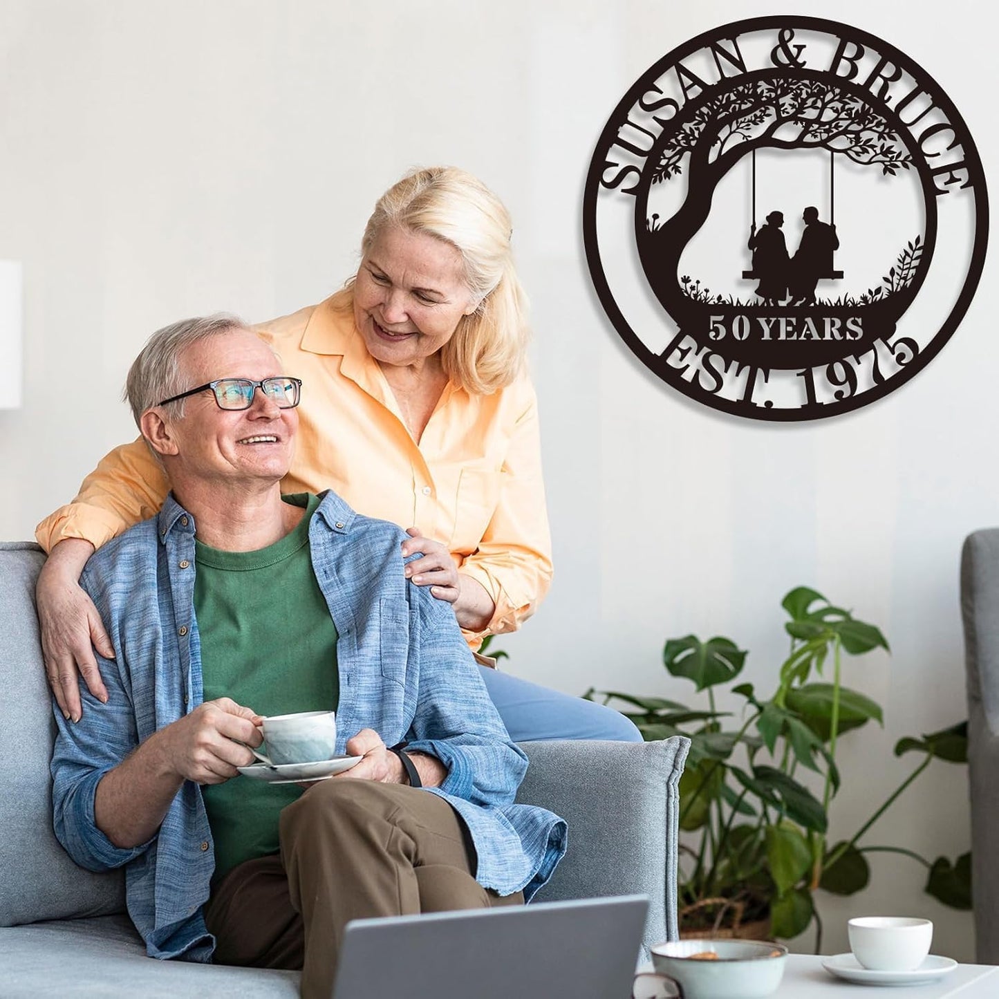 Personalized Wedding Anniversary Sign Gifts,Custom 50th 40th 65th 60th 25th 20th 10th 5th 70th Anniversary Metal Sign,Wedding Gifts for Couples,House Warming Gifts New Home,Custom Name Sign