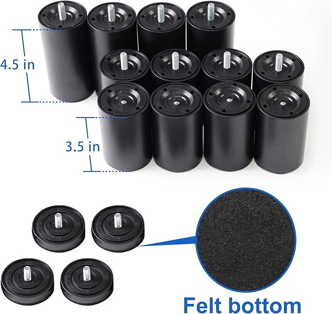 12 Inch Bed Legs Replacement for Adjustable Bed Frame Base, Felt Bottom Protect - Image 8
