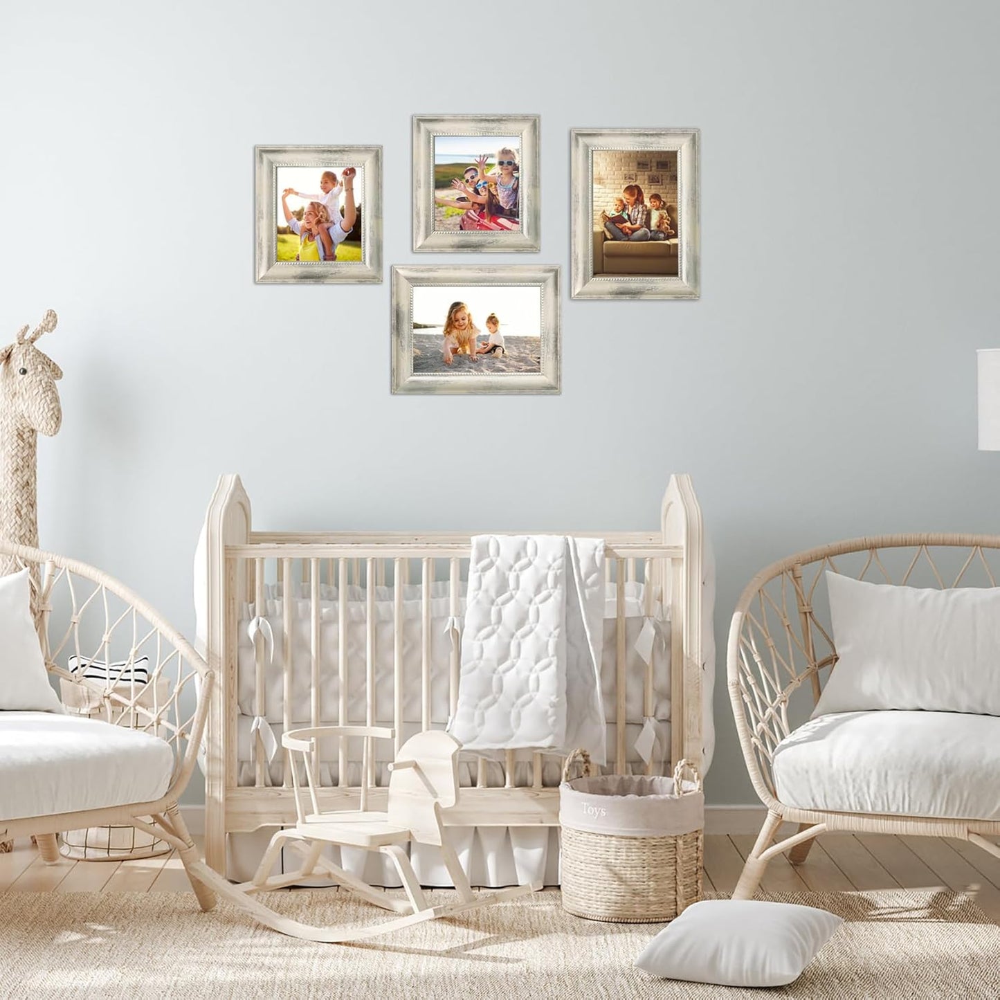 5x7 Picture Frames Set of 4- Rustic Retro Photo Frame with Real Glass Wall Mount and Tabletop Display Family Friends Wedding Gift