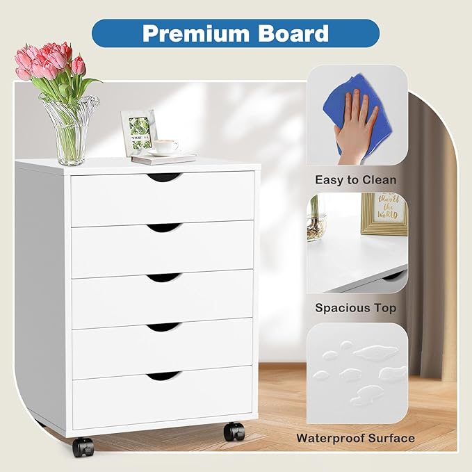 OLIXIS 5 Drawer Mobile File Cabinet Under Desk Storage Organization - Image 7