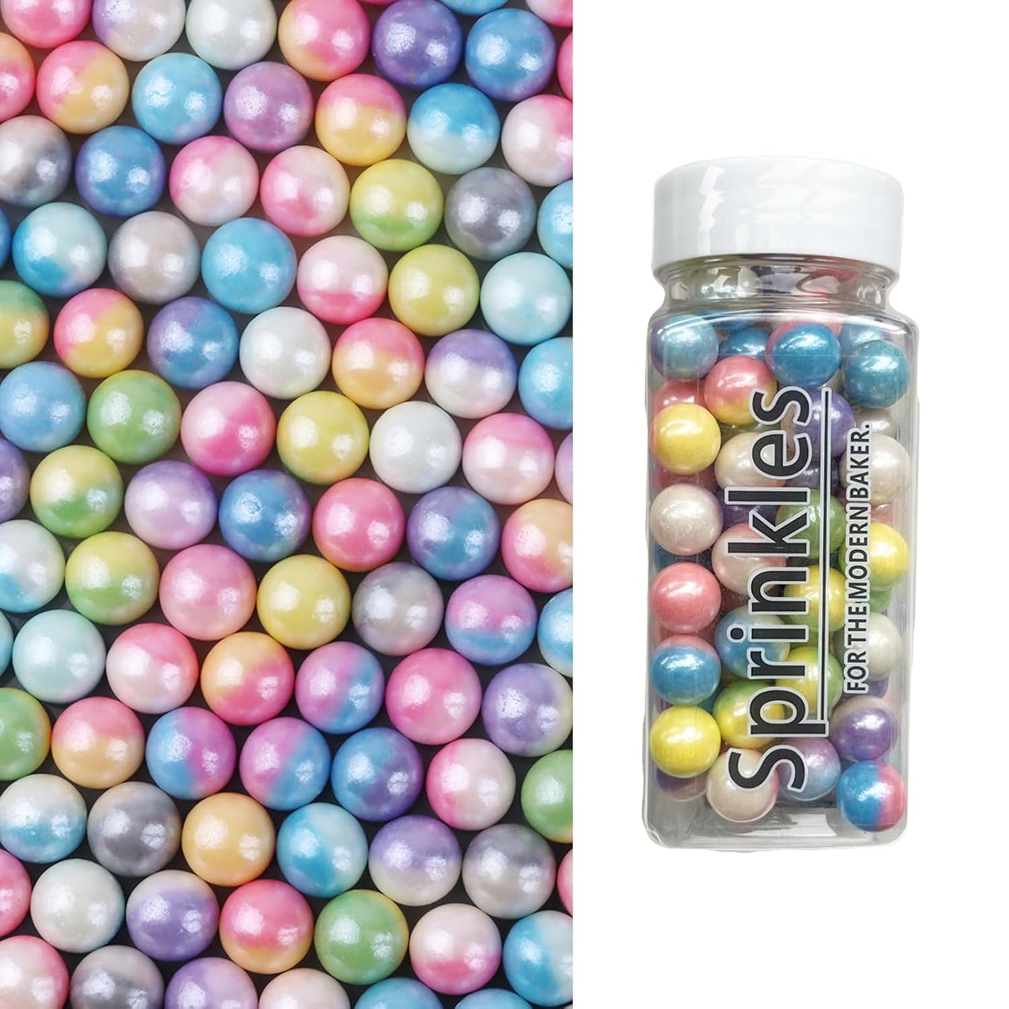 Edible Rainbow Pearl Sugar Sprinkles Candy Baking Edible Cake Decorations Cupcake Toppers Cookie Decorating Celebrations Wedding Shower Party Chirstmas Supplies 100g/ 3.5oz