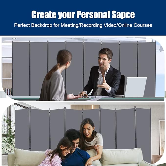 Room Divider 6FT Portable Room Dividers and Folding Privacy Screens, 8 Panel - Image 7