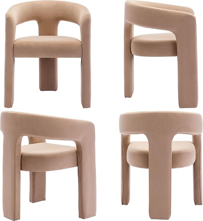 BESTANO Set of 3 Modern Velvet Fabric Upholstered Dining Chairs - Image 7