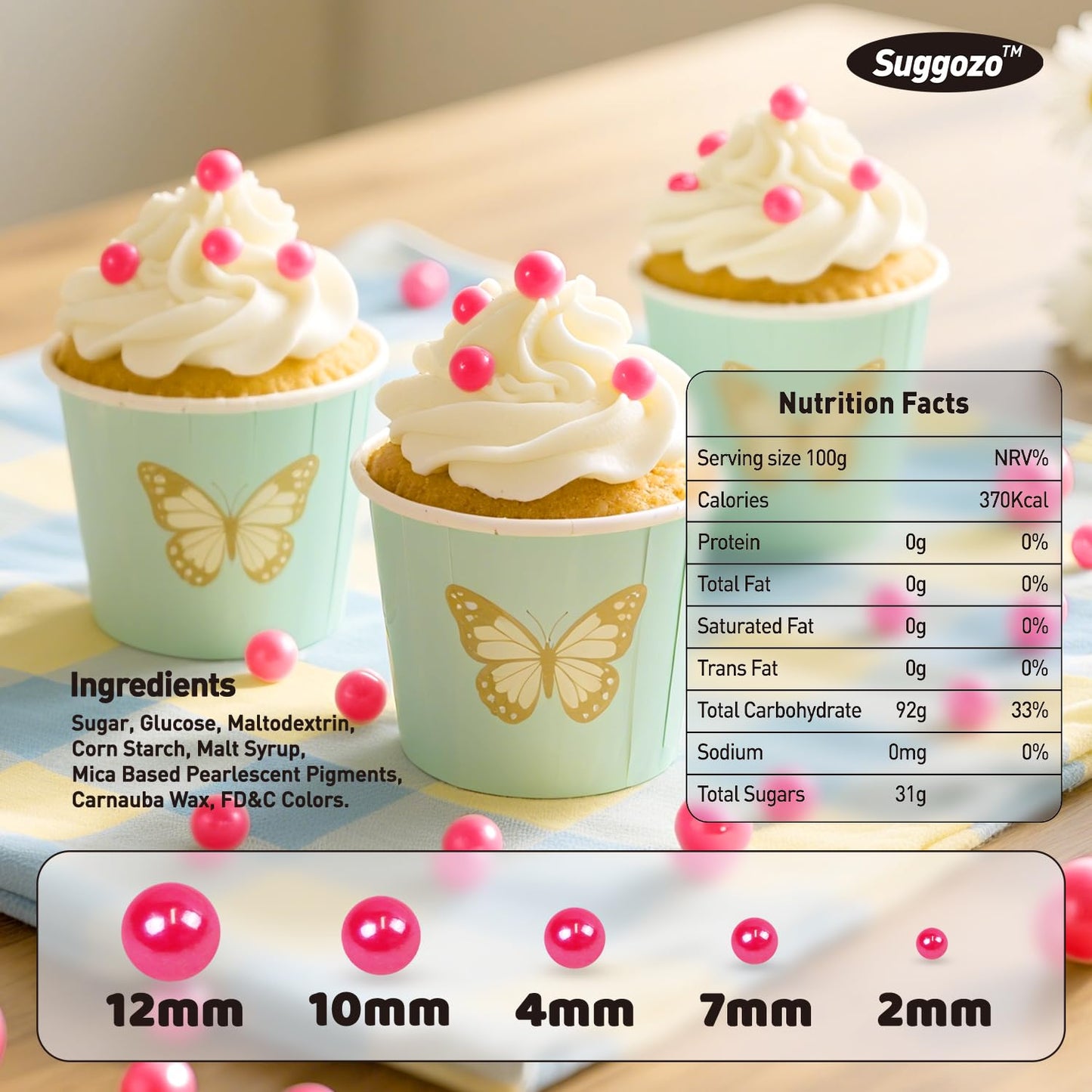 Edible Pink Sugar Pearl Sprinkles, Pearl Sugar Sprinkles, Cake Decorations, Cupcake Toppers, Ice Cream Toppings, Wedding Party Halloween Christmas Supplies,180g/6.35oz