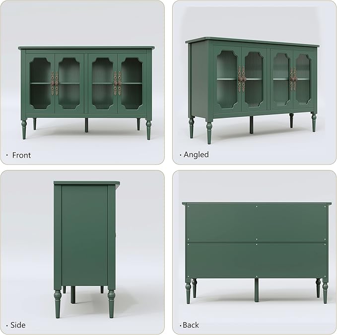 Vintage Buffet Sideboard with 4 Glass Doors, Deractive Crezada - Image 8