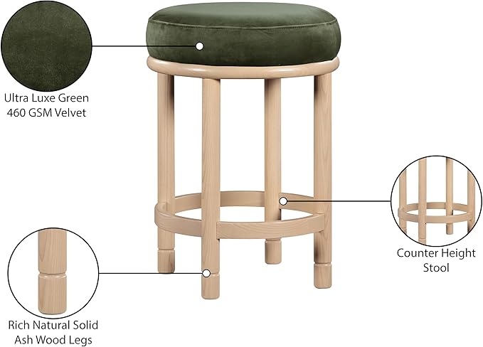 Meridian Furniture 976Green-C Monette Collection Art Deco Counter Stool - Image 7