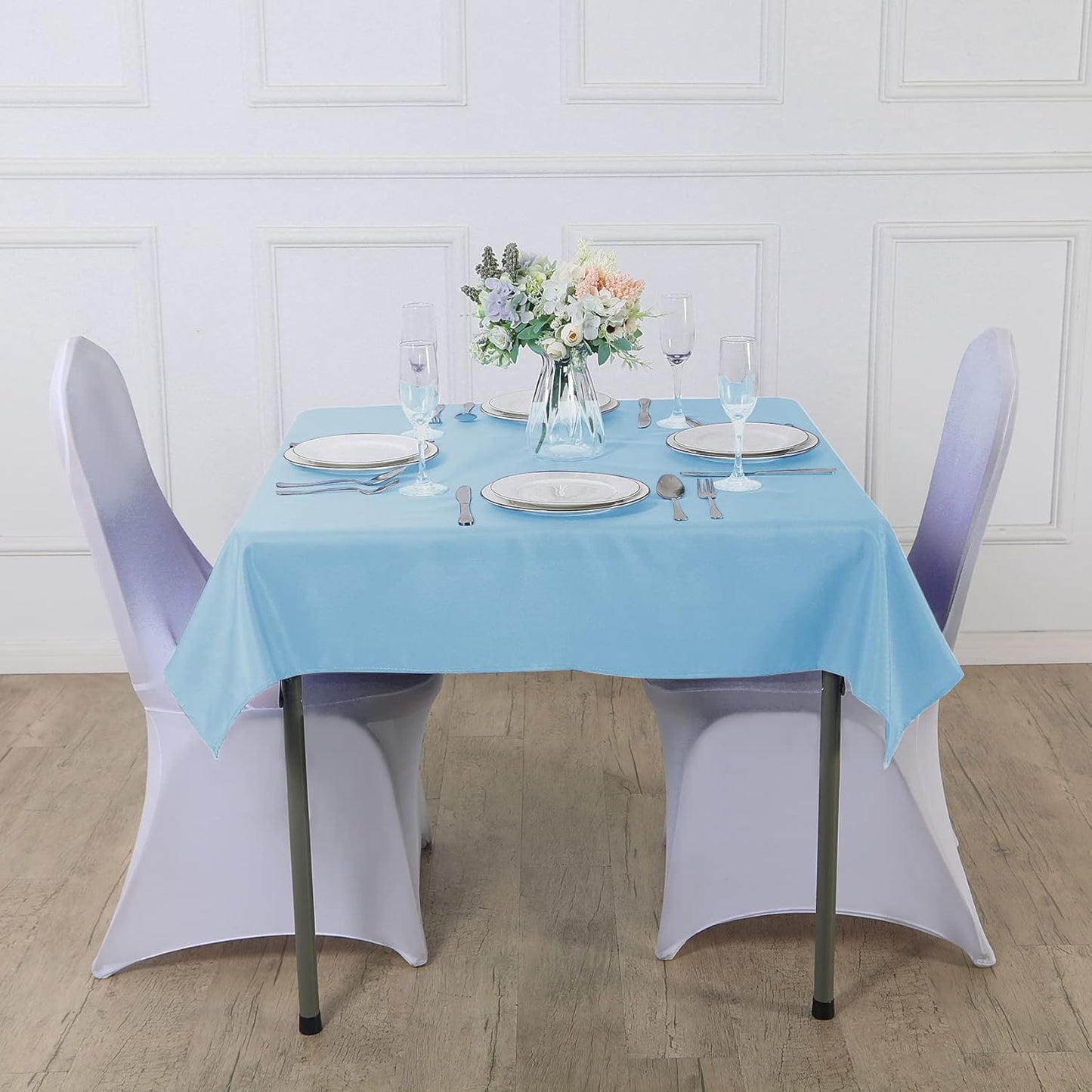 Cupuamon Square Tablecloth 52x52 inch Washable Polyester Fabric Table Cloth for Wedding Party Dining Banquet Decoration(52x52,Blue Mist)